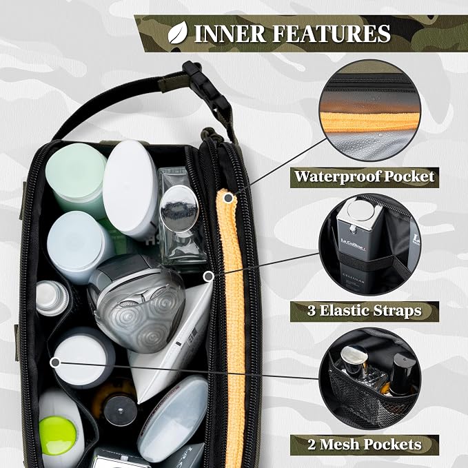 PAVILIA Tactical Toiletry Bag for Men, Travel Hygiene Bag, Military Gear Dopp - Image 3