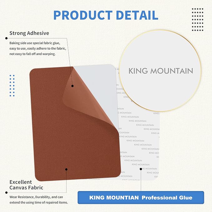 KING MOUNTAIN Canvas Repair Patch 9 x11 Inch 2 Pcs Self-Adhesive Waterproof - Image 3