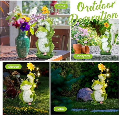 GIGALUMI Solar Garden Statues Loving Frog Garden Decor Figurine Lights - Image 7