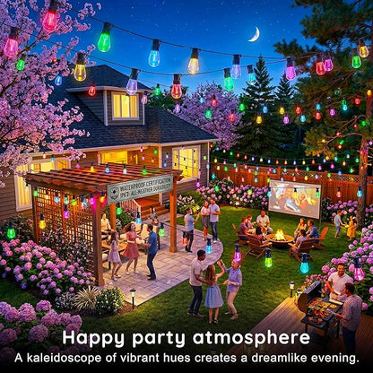 300FT RGB+IC Outdoor String Lights, Dimmable Shatterproof LED Bulbs, IP67 - Image 2