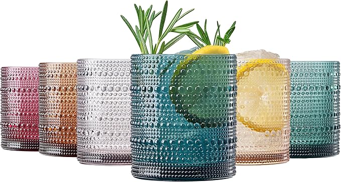 Khen Plastic Hobnail Drinking Glasses Set of 6 Neutral Tones Cups 14oz by Khen