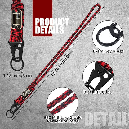 Frienda 2 Set Heavy Duty Paracord Lanyard Necklace Whistles Strap Braided 550 - Image 2