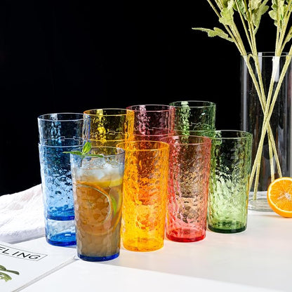 24-ounce Plastic Tumblers, Acrylic Drinking Glasses High-Balls, Hammered Style - Image 4