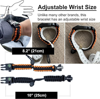 aZengear Paracord Survival Bracelet | Flint Steel Fire Starter, Mini Saw | - Image 5