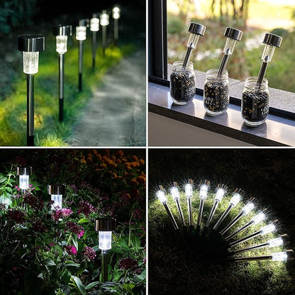 GIGALUMI Solar Pathway Lights, Stainless Steel IP44 Waterproof Auto On/Off - Image 3