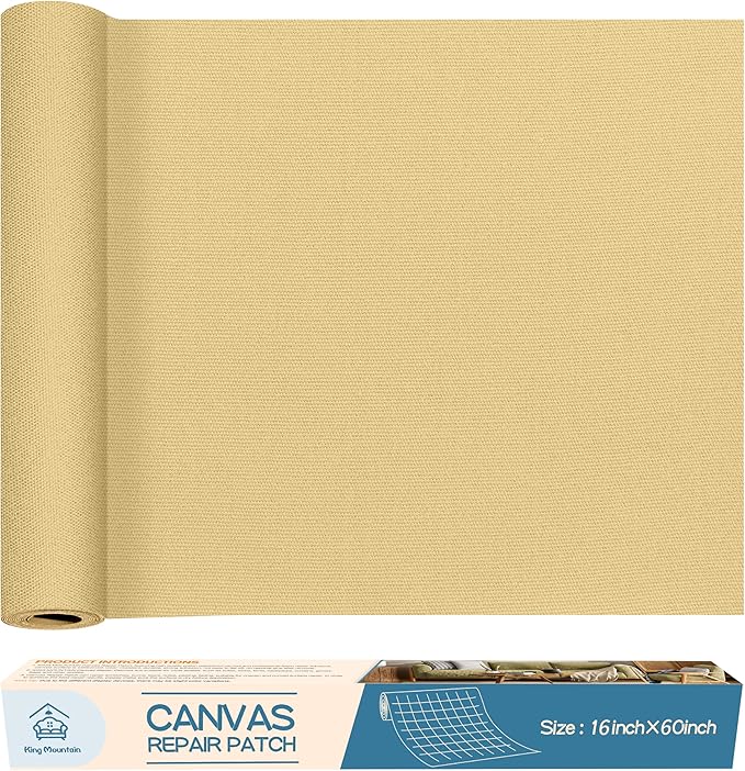 KING MOUNTAIN Canvas Repair Patch 16×60 Inch Self-Adhesive Waterproof Fabric by ForABetterHomeLife