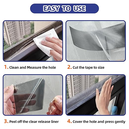 KING MOUNTAIN Black Window Screen Repair Tape, 3inX10FT Heavy Duty Screen - Image 5