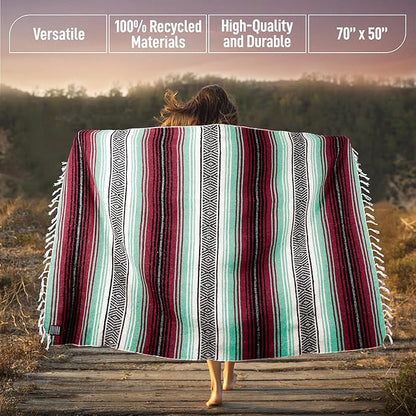 Hydration Nation Authentic Large Handwoven Mexican Blanket - Image 3