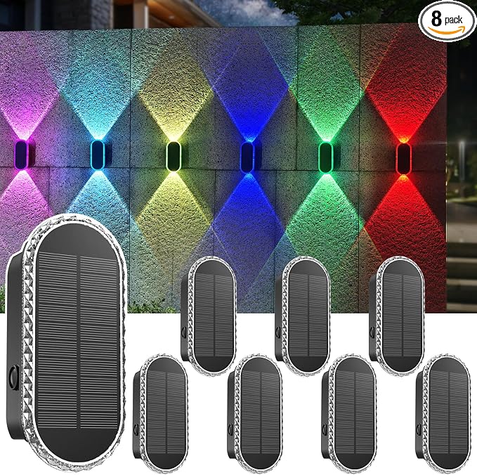 LIANGLOME 8PK Solar Fence Lights Outdoor by LIANGLOME