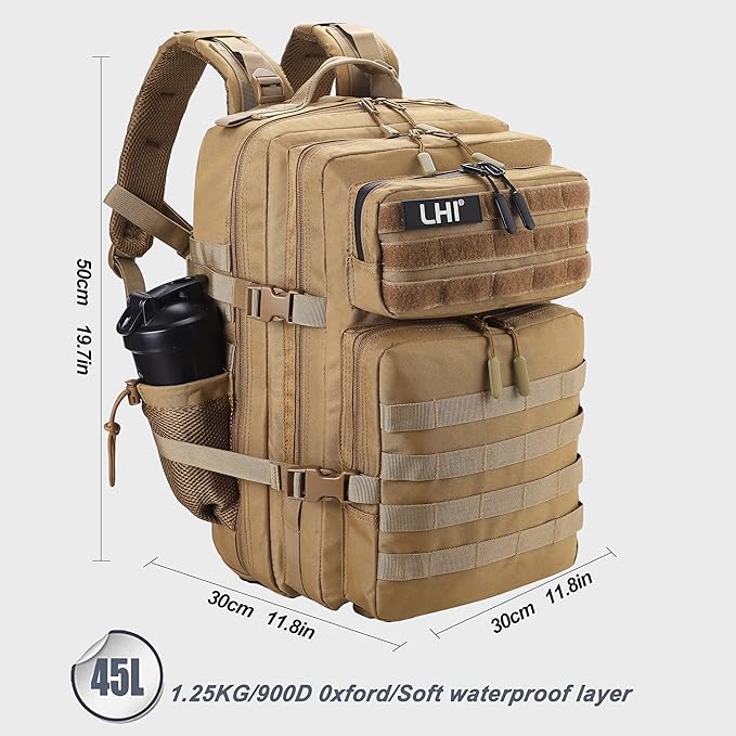 LHI Military Tactical Backpack for Men and Women 45L Army 3 Days Assault Pack - Image 5