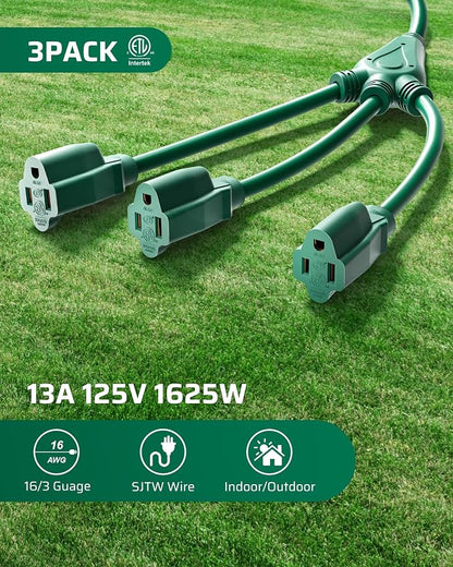 DEWENWILS Extension Cord Splitter 1 to 3, 16/3 Heavy Duty SJTW Wire, 3 Prong - Image 6