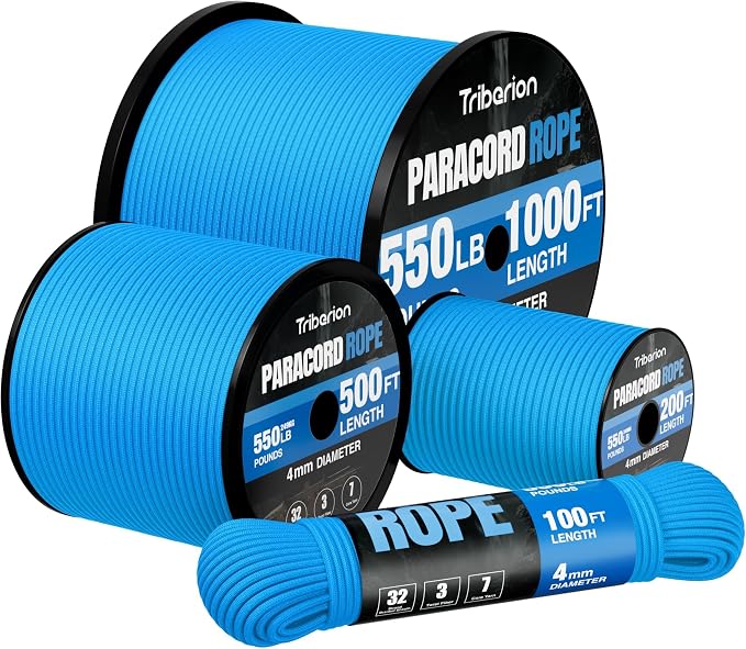 Paracord Rope 550 lb - 1000ft 5/32" Parachute Cord 4MM 7-Strand para Cord - by Triberion