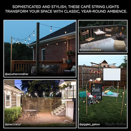 Enbrighten Classic Warm White String Lights, 48ft Black Cord, 24 Shatterproof - Image 6