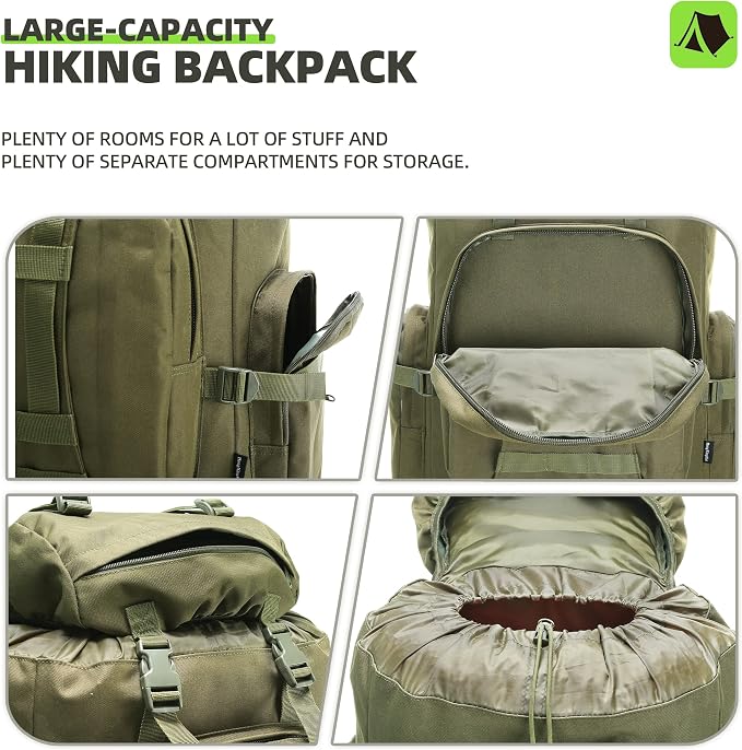 100L Camping Hiking Backpack, Molle military Tactical rucksack backpack - Image 9