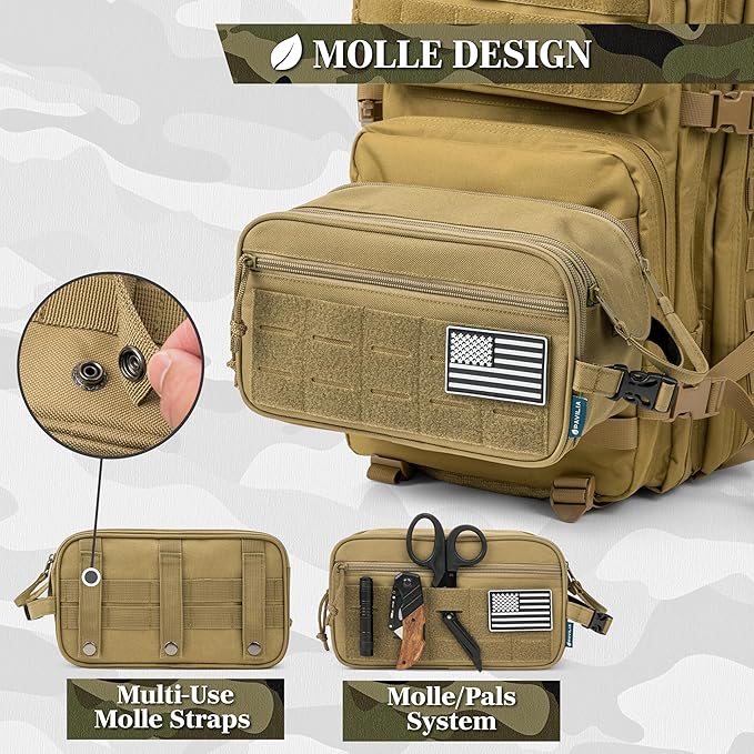 PAVILIA Tactical Toiletry Bag for Men, Travel Hygiene Bag, Military Gear Dopp - Image 5