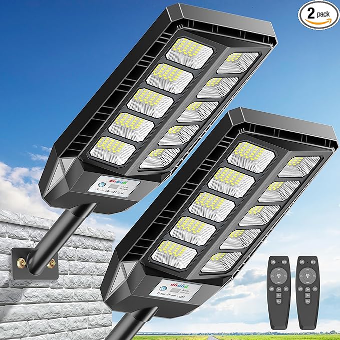 Deepn Solar Lights Outdoor, IP66 Waterproof Street Lights Outdoor, 6500K Dusk by DEEPN