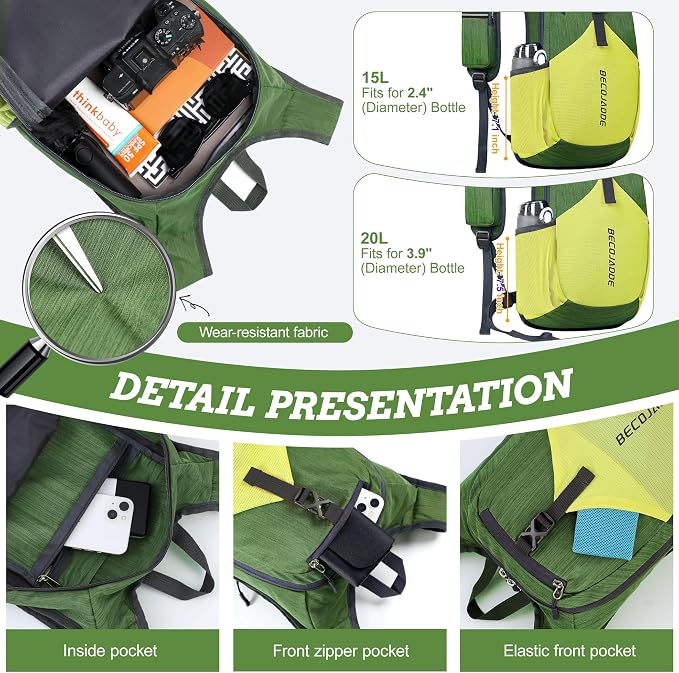 BECOJADDE 15L Small Hiking Backpack - Image 3