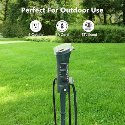 BN-LINK Outdoor 6ft Extension Cord Power Stake - Image 2