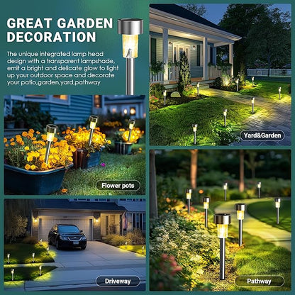 GIGALUMI Solar Lights Outdoor Waterproof, 12 Pack, Stainless Steel LED Solar - Image 2