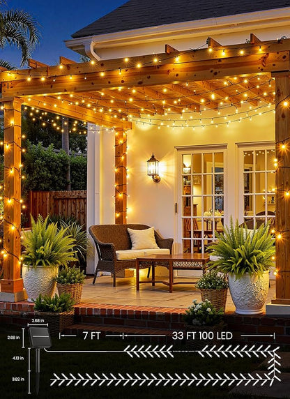 Brightown Solar String Lights Outdoor, 4 Pack Total 160FT 400 LED Solar Powered - Image 5