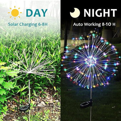 JJGoo Solar Firework Lights, 2 Pack 150 LEDs 2 Lighting Modes Solar Lights - Image 5