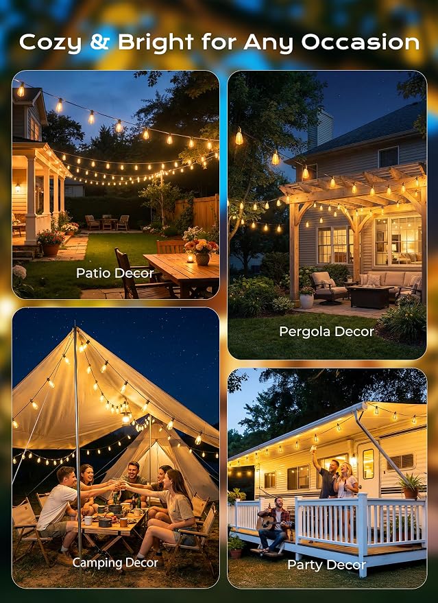 Brightown 52FT Solar String Lights Outdoor Waterproof, Patio Lights - Image 6