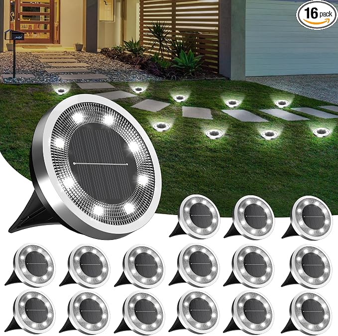 INCX Solar Ground Lights, 16 Pack Solar Lights Outdoor Waterproof, Solar Garden by INCX