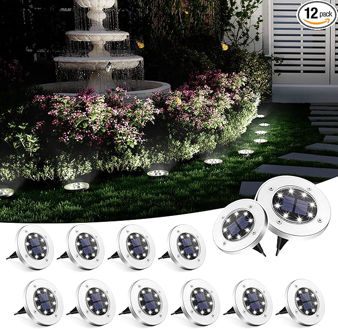 SOLPEX Solar Ground Lights, 12 Pack Solar Lights Outdoor Waterproof, 8 LED by Solpex