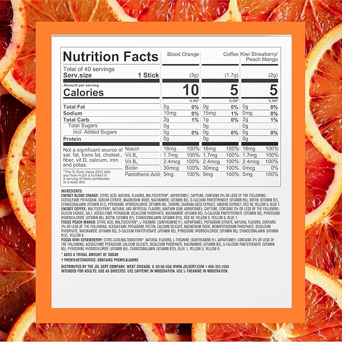 PURE KICK Energy and Focus Singles To Go Drink Mix Variety Pack, Blood Orange - Image 2