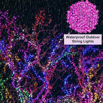 66 ft 200 LED Pink String Lights, Indoor Outdoor Connectable 8 Modes Clear Wire - Image 7