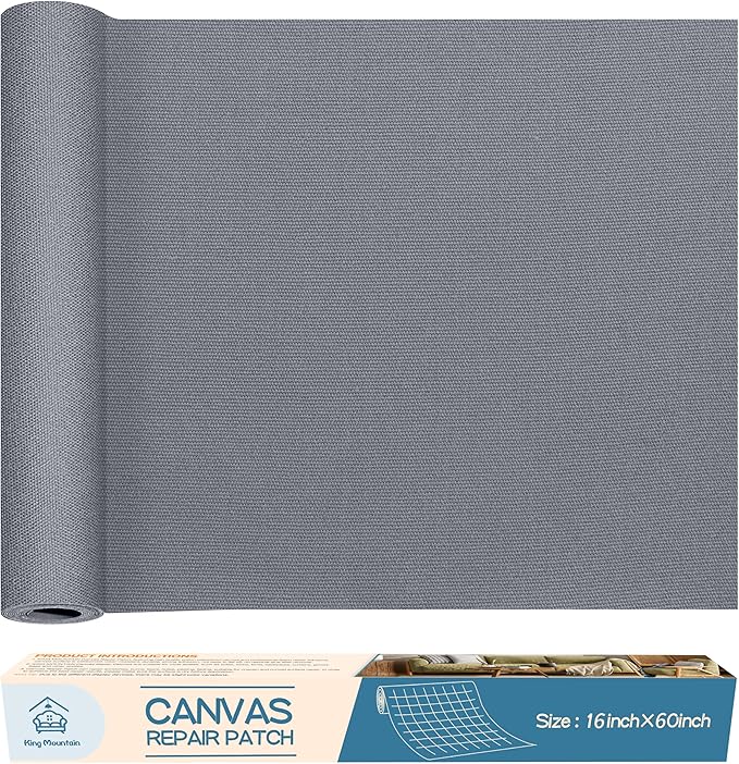 KING MOUNTAIN Canvas Repair Patch 16×60 Inch Self-Adhesive Waterproof Fabric by ForABetterHomeLife
