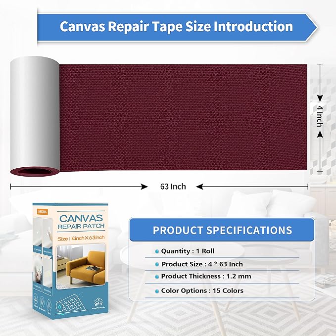 KING MOUNTAIN Canvas Repair Tape, Outdoor Gear Patch, 4×63 Inches, Waterproof - Image 4