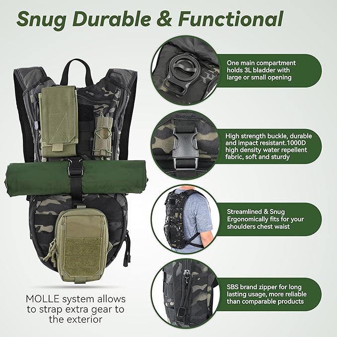 MARCHWAY Tactical Molle Hydration Pack Backpack - Image 3