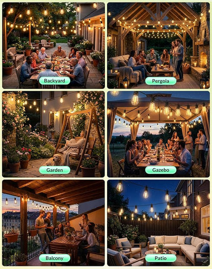 Outdoor String Lights LED Patio-Light - 65Ft Outside Waterproof Dimmable Porch - Image 6