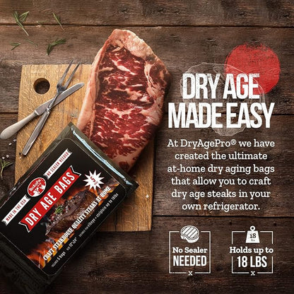 DryAgePro® Dry Age Bags for Meat, 12” x 24” Bags for Ribeye and Striploin up to - Image 2