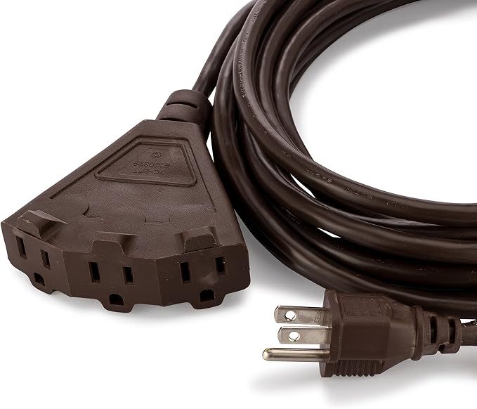 Holiday Lighting Outlet 25-Foot Brown Extension Cord, 3-Prong Indoor & Outdoor - Image 2