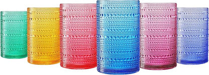Khen Plastic Hobnail Drinking Highball Glasses Set of 6 Bright Tones Cups 14oz - Image 5