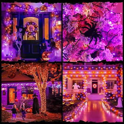 300LED 93 Ft Orange & Purple Halloween Lights 8 Modes Halloween Light Mini - Image 8