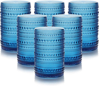HomeVogue 15 oz Blue Hobnail Drinking Glasses by HomeVogue