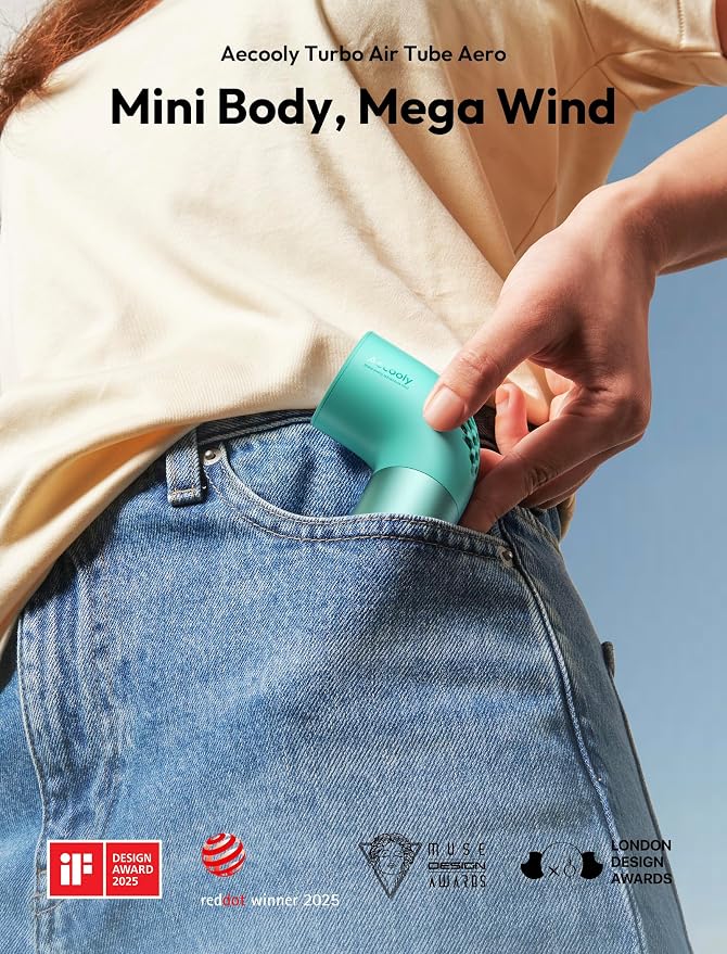 Aecooly Portable Handheld Fan, Powerful Turbo Mini Fan, 19000 RPM High Speed - Image 2