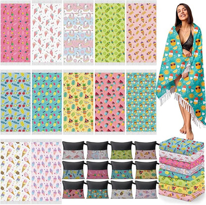 Peryiter 24 Pack Microfiber Oversize Turkish Beach Towel Set 12 Large Absorbent by Peryiter