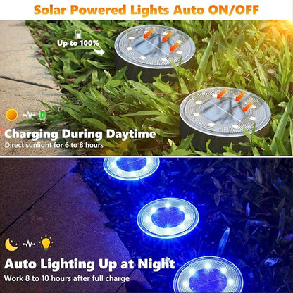 Joomer Solar Ground Lights, 16 Pack 8 LED Solar Lights Outdoor IP68 Waterproof - Image 2