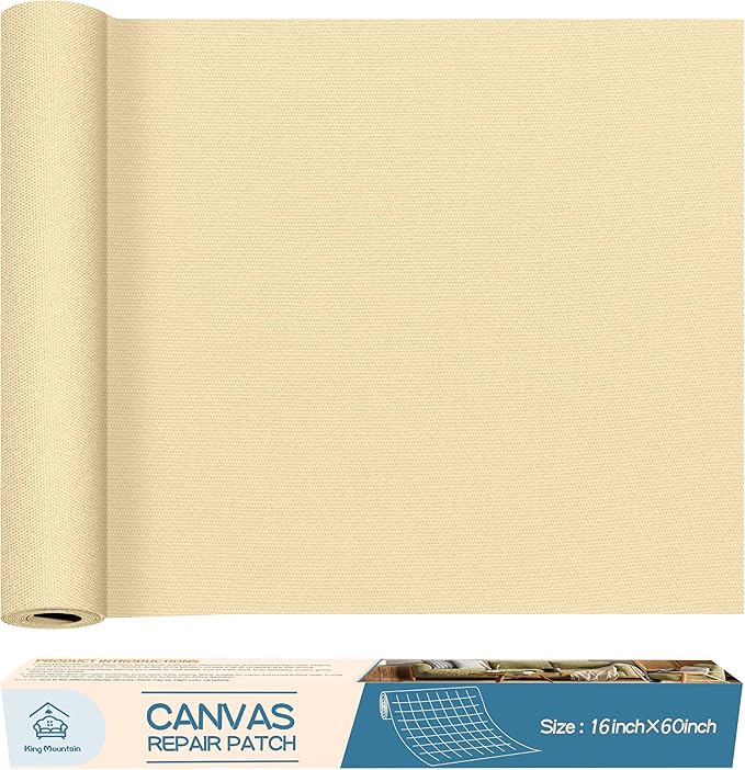 KING MOUNTAIN Canvas Repair Patch 16×60 Inch Self-Adhesive Waterproof Fabric by ForABetterHomeLife