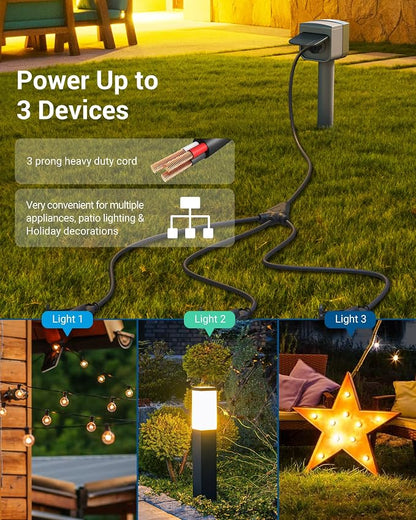 DEWENWILS Outdoor Extension Cord 1 to 3 Splitter, Total 12FT, 13A 125V 1625W - Image 8