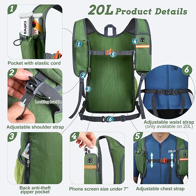 BECOJADDE 20L Small Hiking Backpack - Image 2