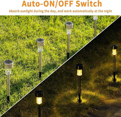 GIGALUMI Solar Pathway Lights, Stainless Steel IP44 Waterproof Auto On/Off - Image 4