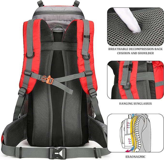 75L Hiking Backpack with Rain Cover Waterproof Camping Backpack Shoes Warehouse - Image 7