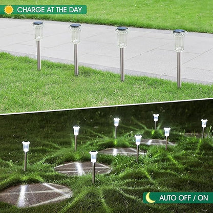 Eyrosa Solar Outdoor Lights, 10 Pack Waterproof Stainless Steel Solar Stake - Image 5