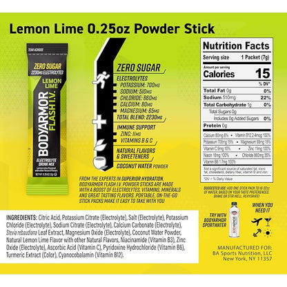 BODYARMOR Flash IV Electrolyte Packets, Lemon Lime - Image 2