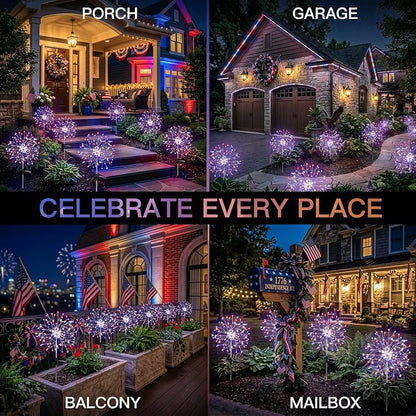 suddus 4th of July Decorations Solar Garden Lights, Upgrade 2Pack 150LED Red - Image 4